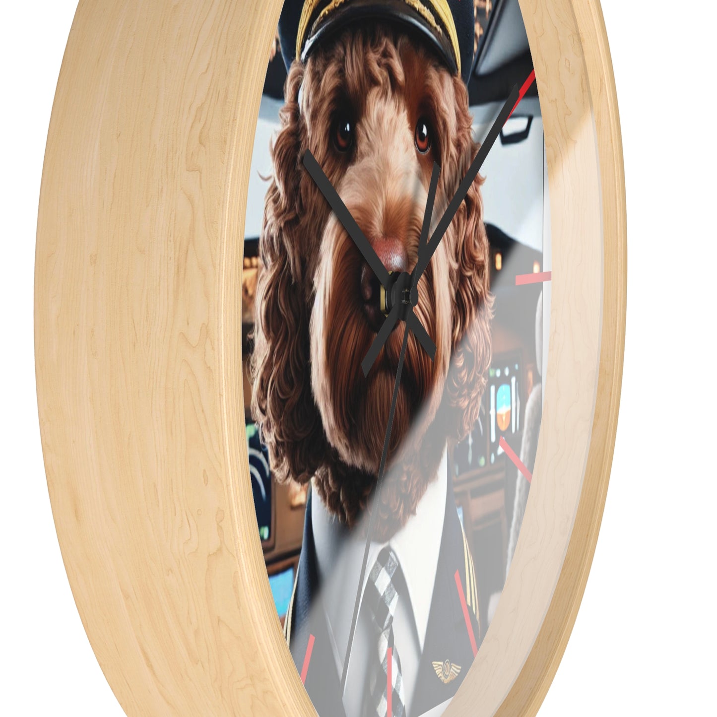 Dog Pilot Wall Clock - Cute Pet Decor, Gift for Animal Lovers, Aviation Theme, Home Office Wall Art, Unique Dog Clock