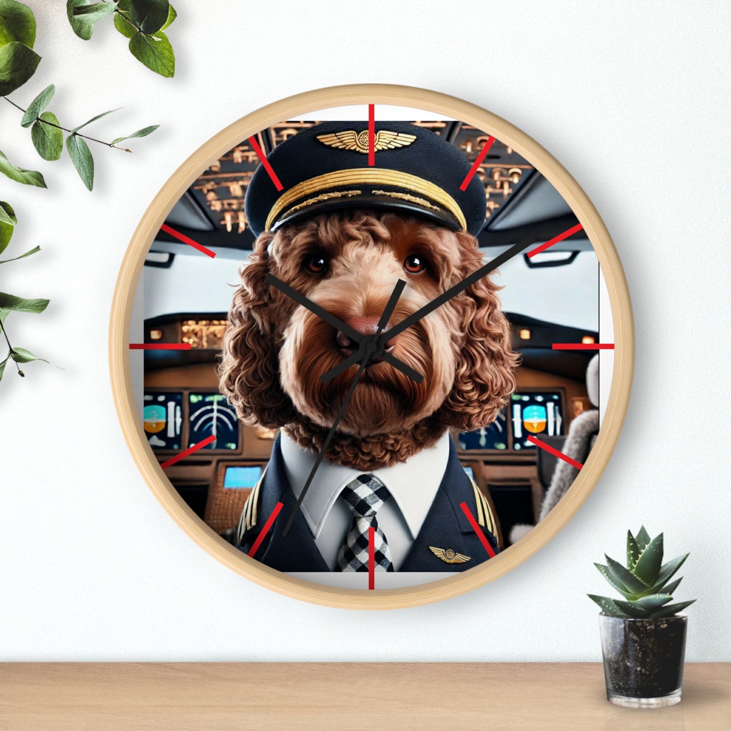 Dog Pilot Wall Clock - Cute Pet Decor, Gift for Animal Lovers, Aviation Theme, Home Office Wall Art, Unique Dog Clock