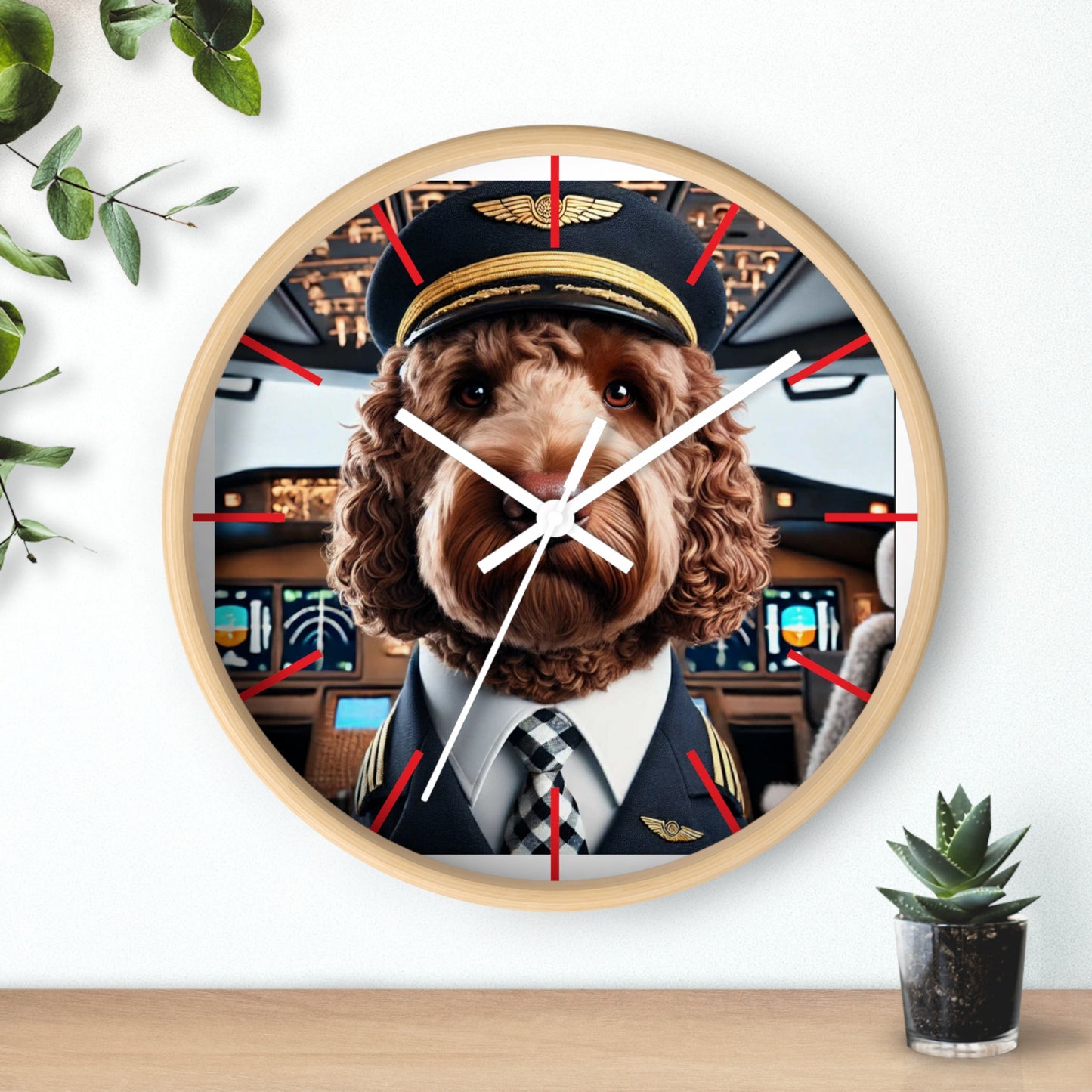 Dog Pilot Wall Clock - Cute Pet Decor, Gift for Animal Lovers, Aviation Theme, Home Office Wall Art, Unique Dog Clock