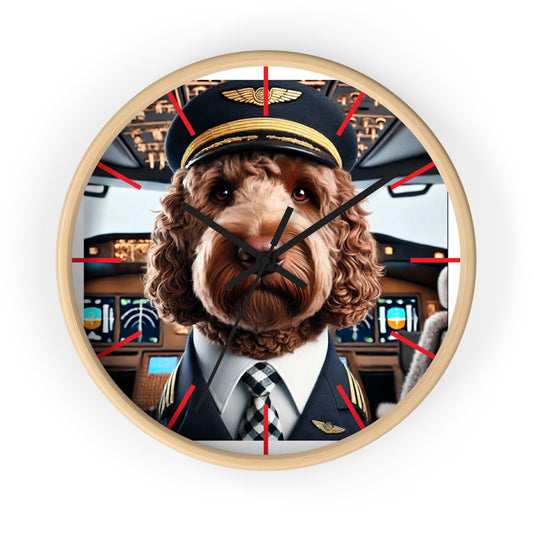 Dog Pilot Wall Clock - Cute Pet Decor, Gift for Animal Lovers, Aviation Theme, Home Office Wall Art, Unique Dog Clock